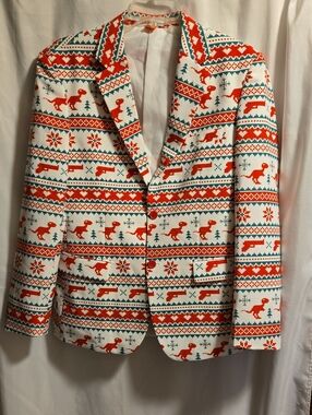 OppoSuits Gangstaclaus Holiday Print Blazer Mens Size 42